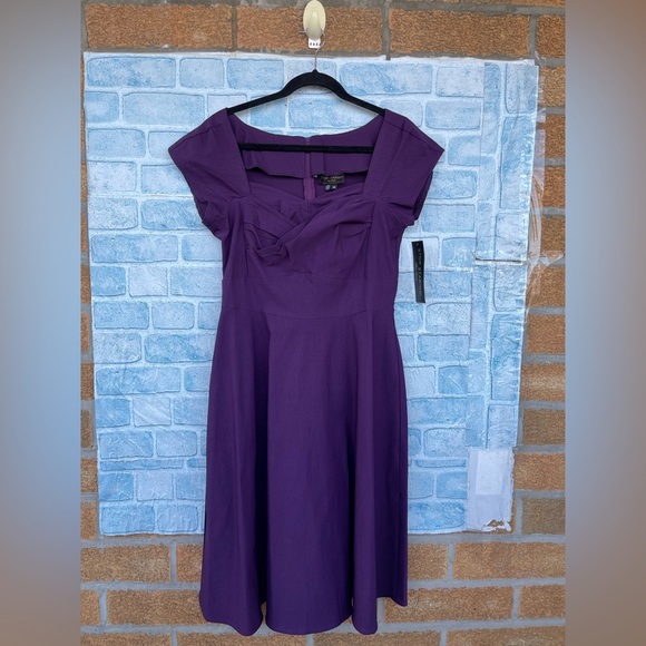 STOP STARING RETRO STYLE EGGPLANT COLOR DRESS SIZE 14 - Picture 3 of 15